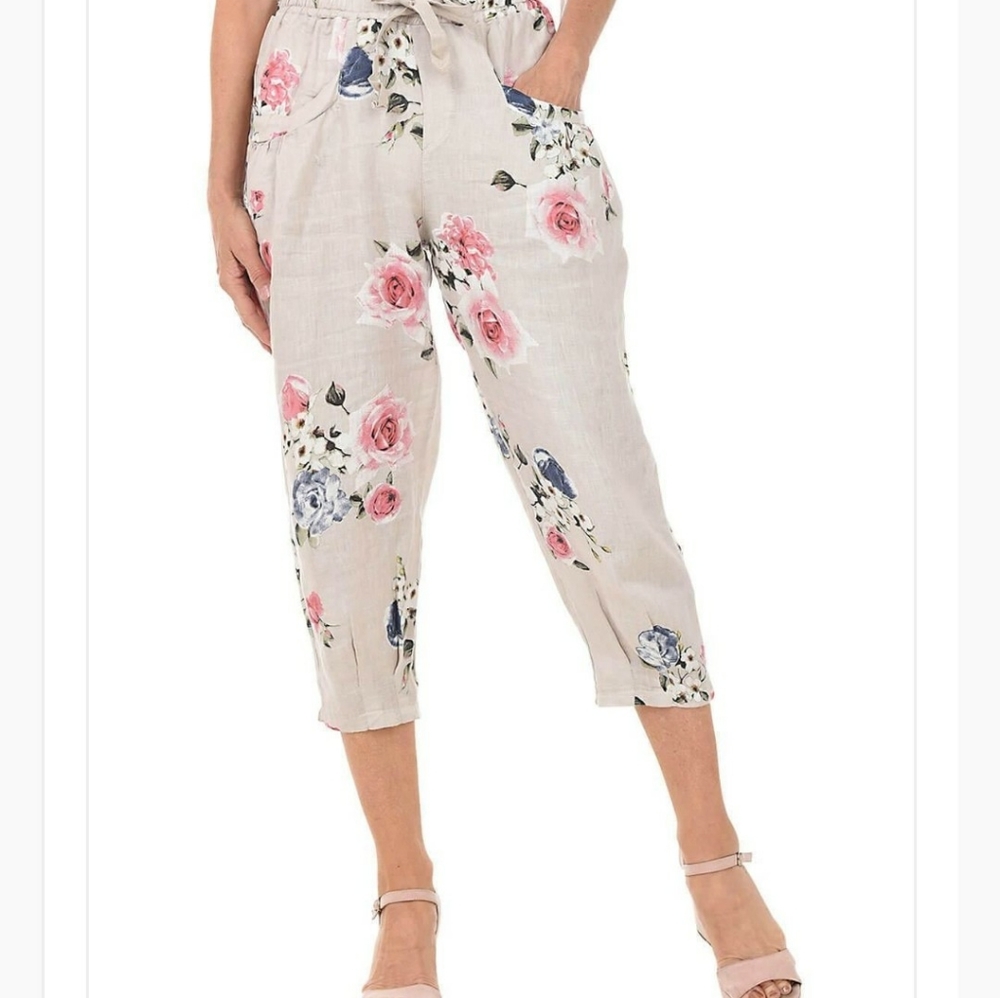 Floral Linen Jogger -Made in Italy